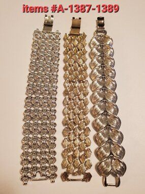 3 Bracelets, items # A -1387-1389,. wt. 187 grams.